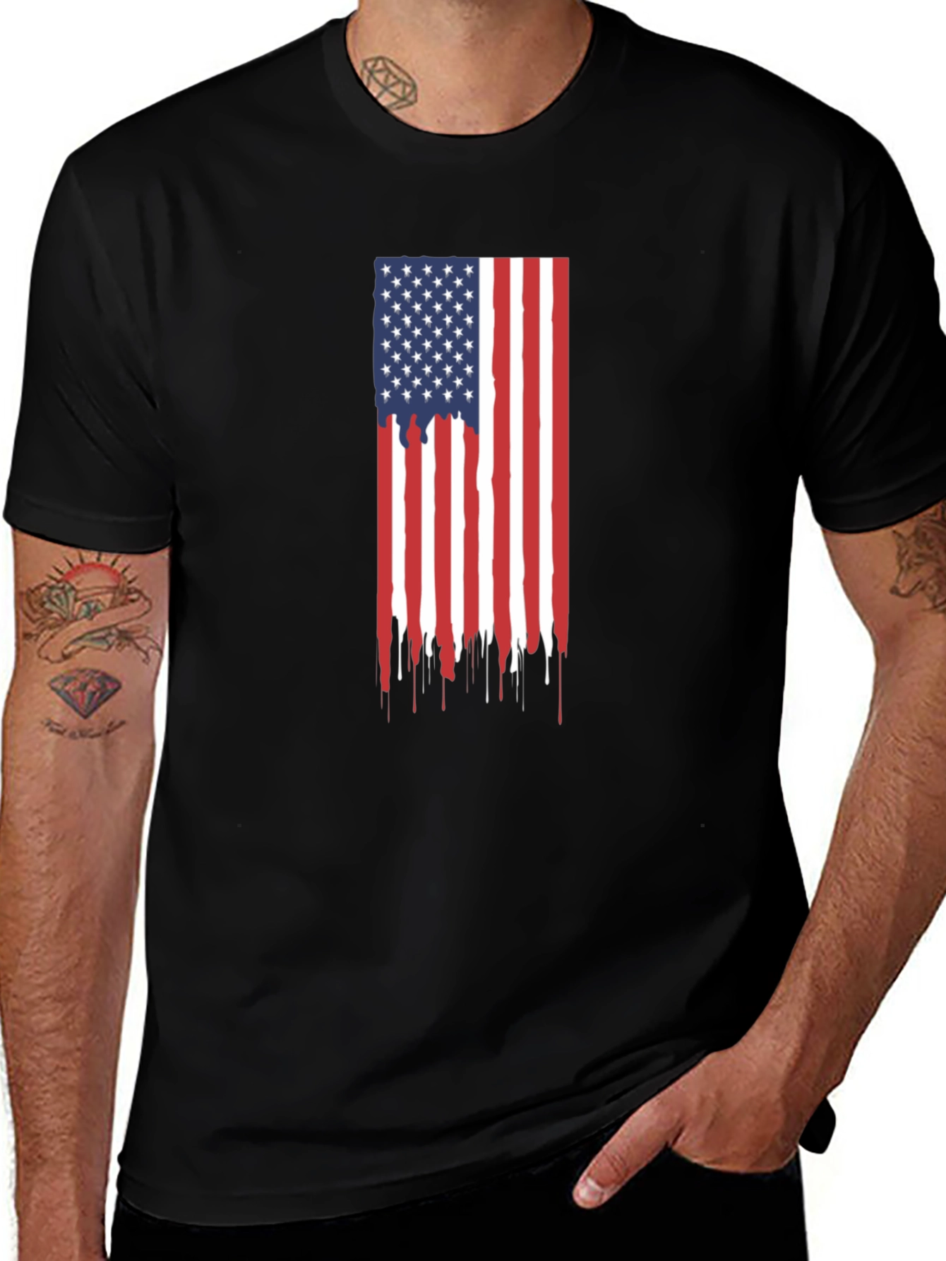 American Flag Drip Graphic Tee