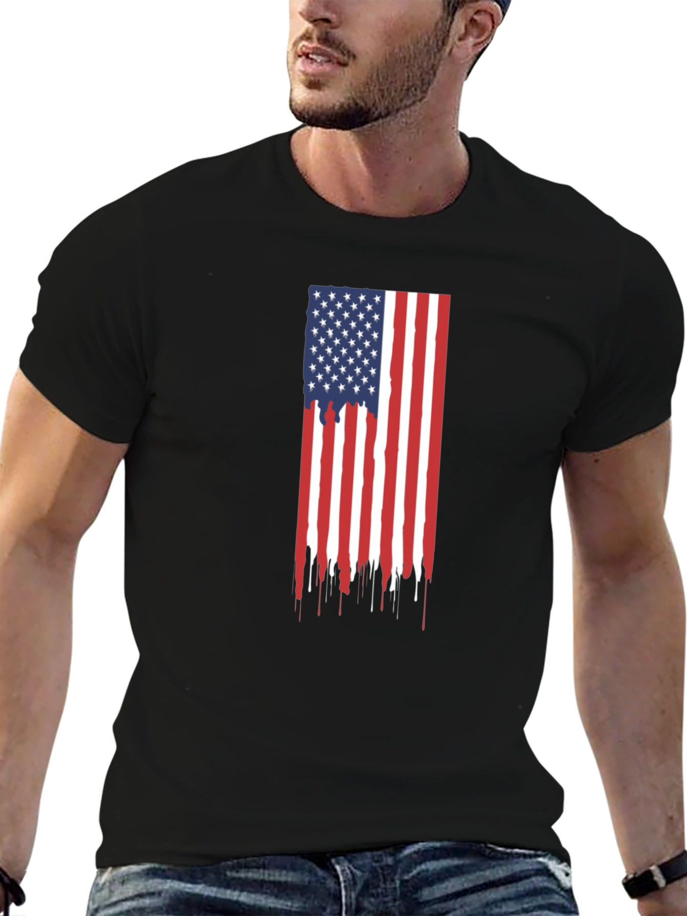 American Flag Drip Graphic Tee