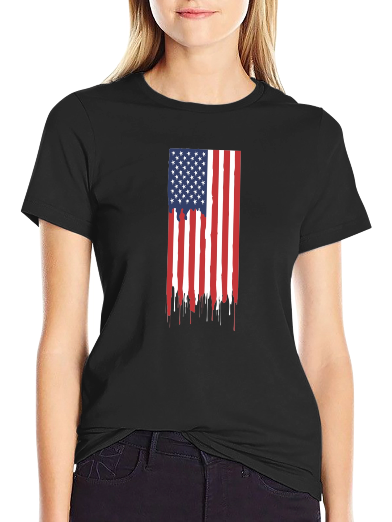 American Flag Drip Graphic Tee
