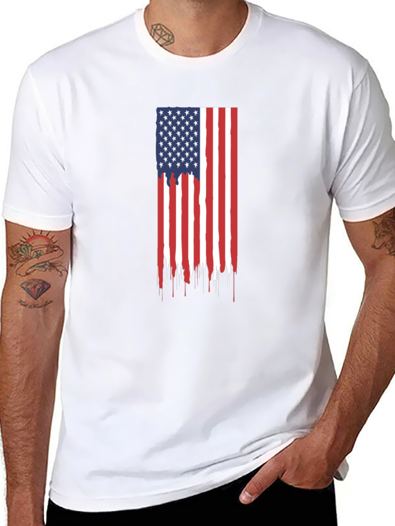 American Flag Drip Graphic Tee