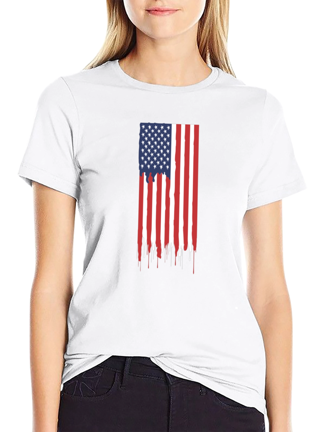 American Flag Drip Graphic Tee