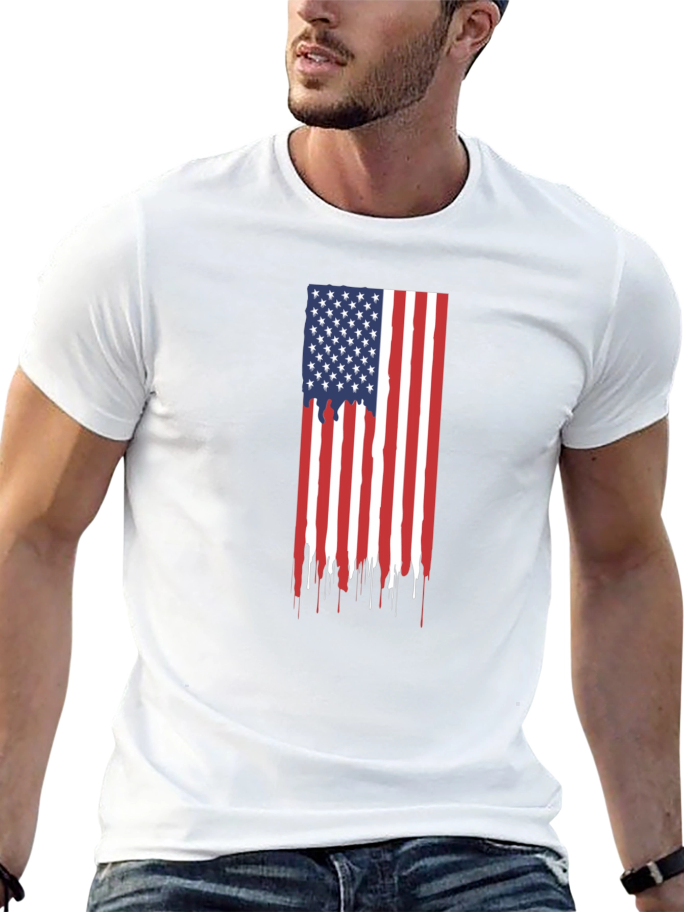 American Flag Drip Graphic Tee