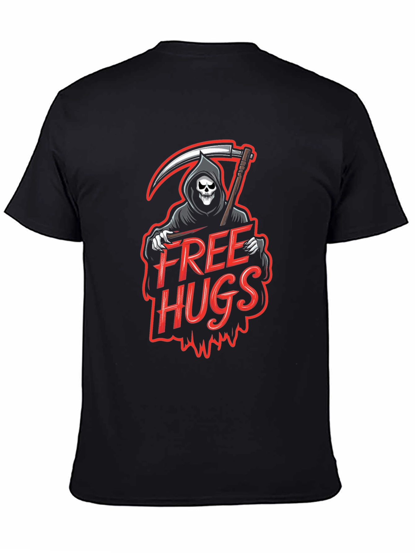 Free Hugs Grim Reaper Graphic T-Shirt