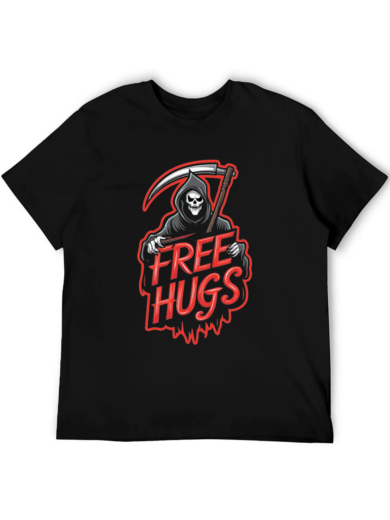 Free Hugs Grim Reaper Graphic T-Shirt