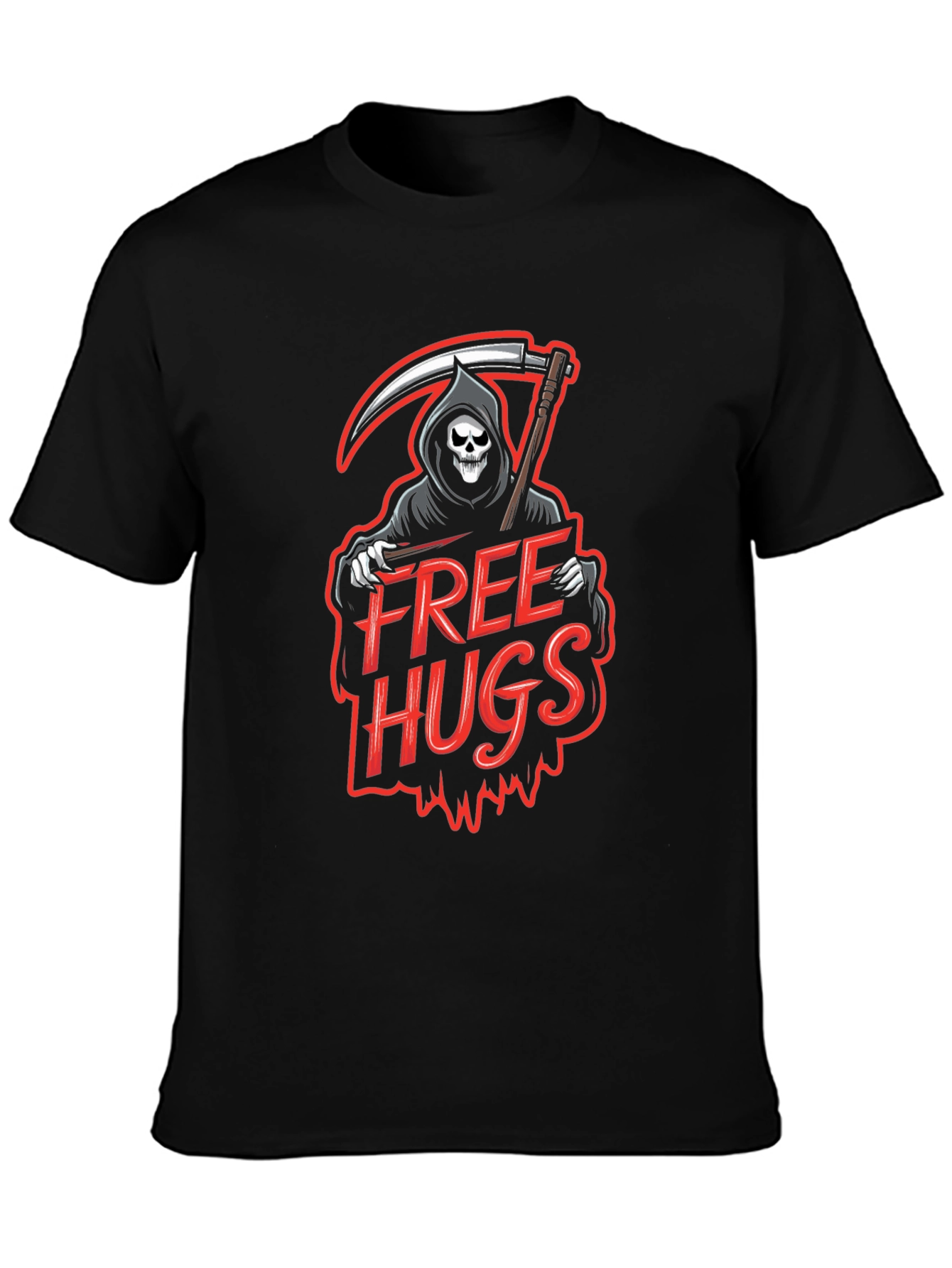 Free Hugs Grim Reaper Graphic T-Shirt
