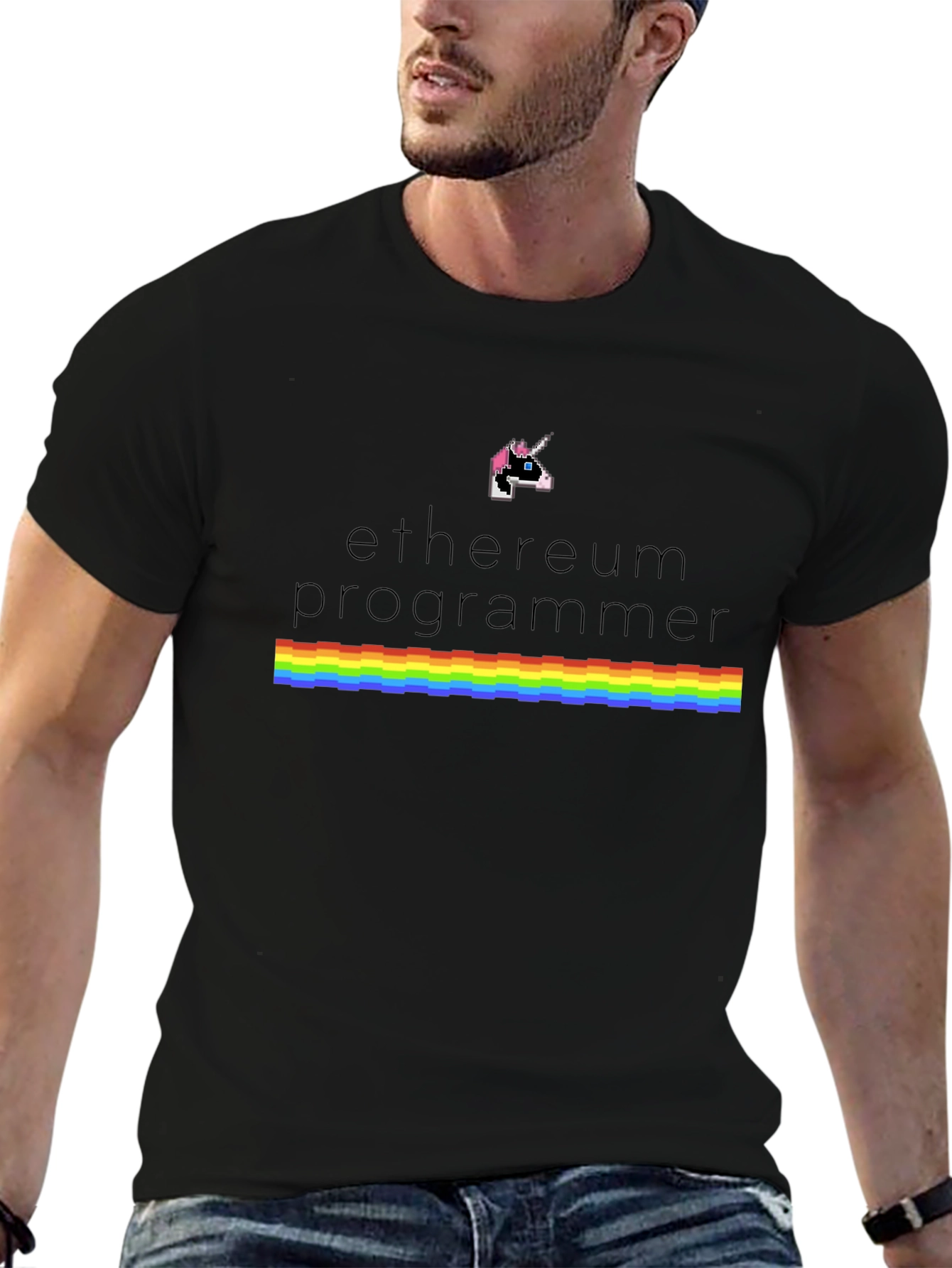 Ethereum Programmer Unicorn Pixel Art T-Shirt