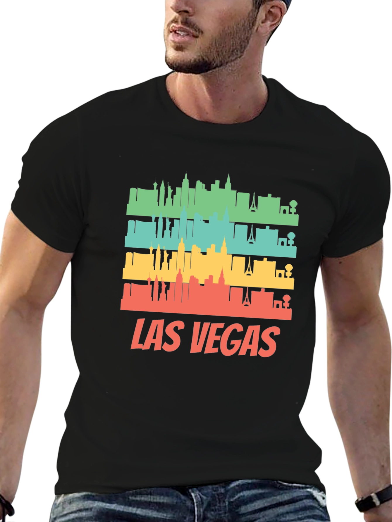 Las Vegas Skyline Retro Graphic T-Shirt