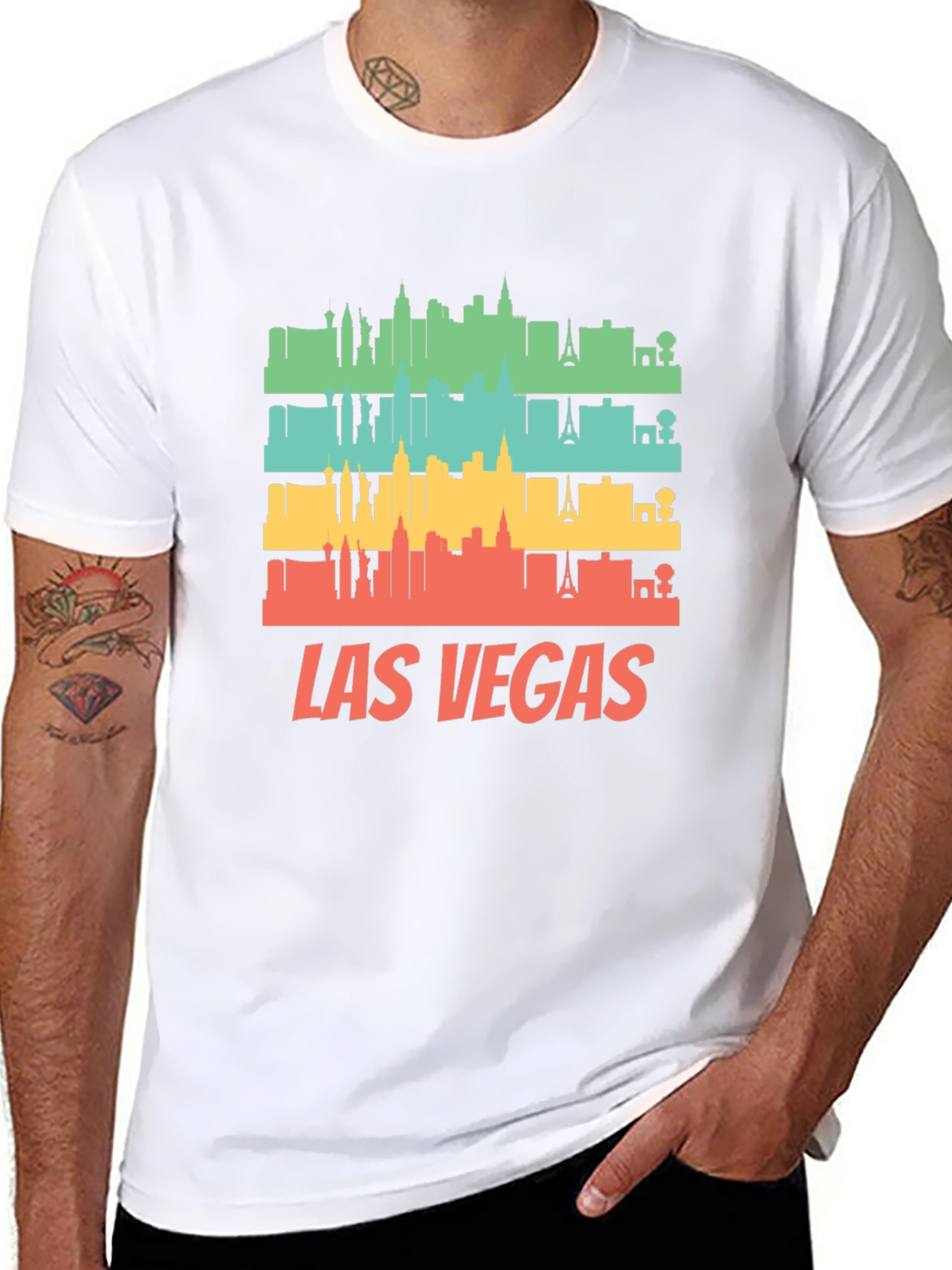 Las Vegas Skyline Retro Graphic T-Shirt