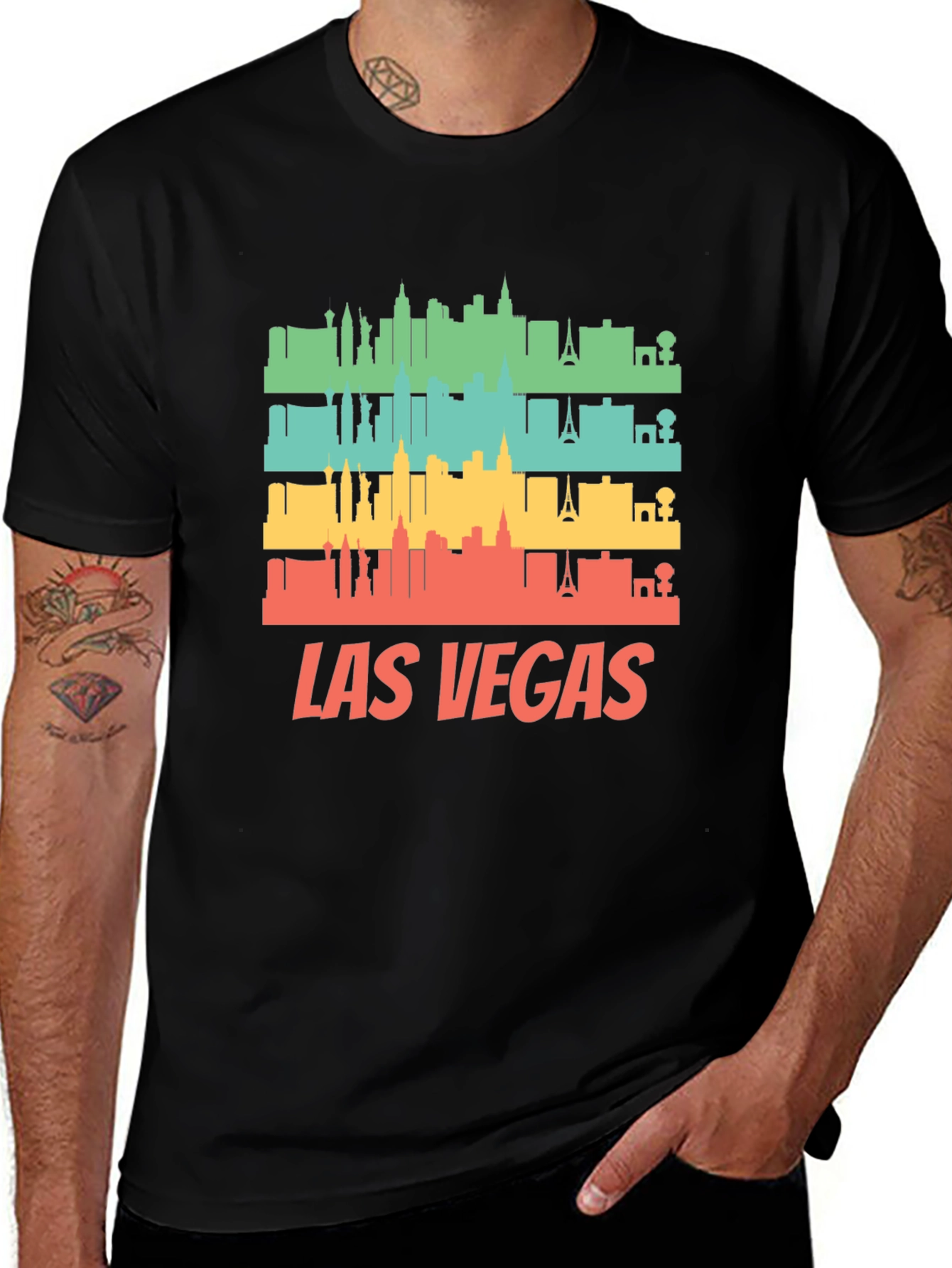 Las Vegas Skyline Retro Graphic T-Shirt