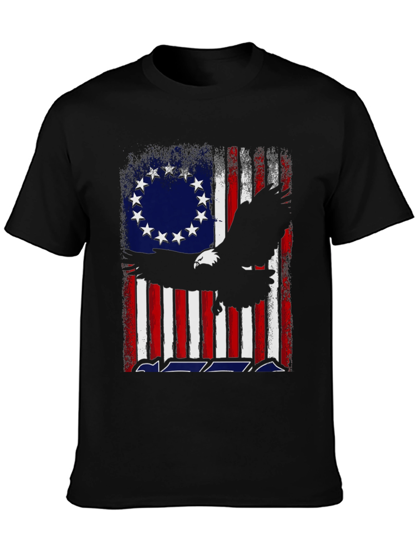 Patriotic Eagle & Betsy Ross Flag Graphic T-Shirt