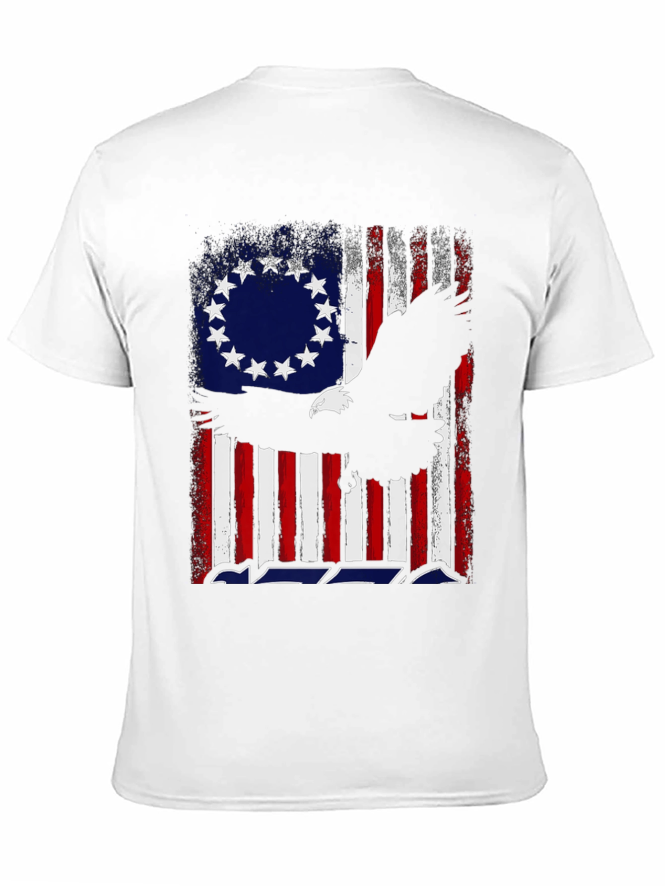 Patriotic Eagle & Betsy Ross Flag Graphic T-Shirt