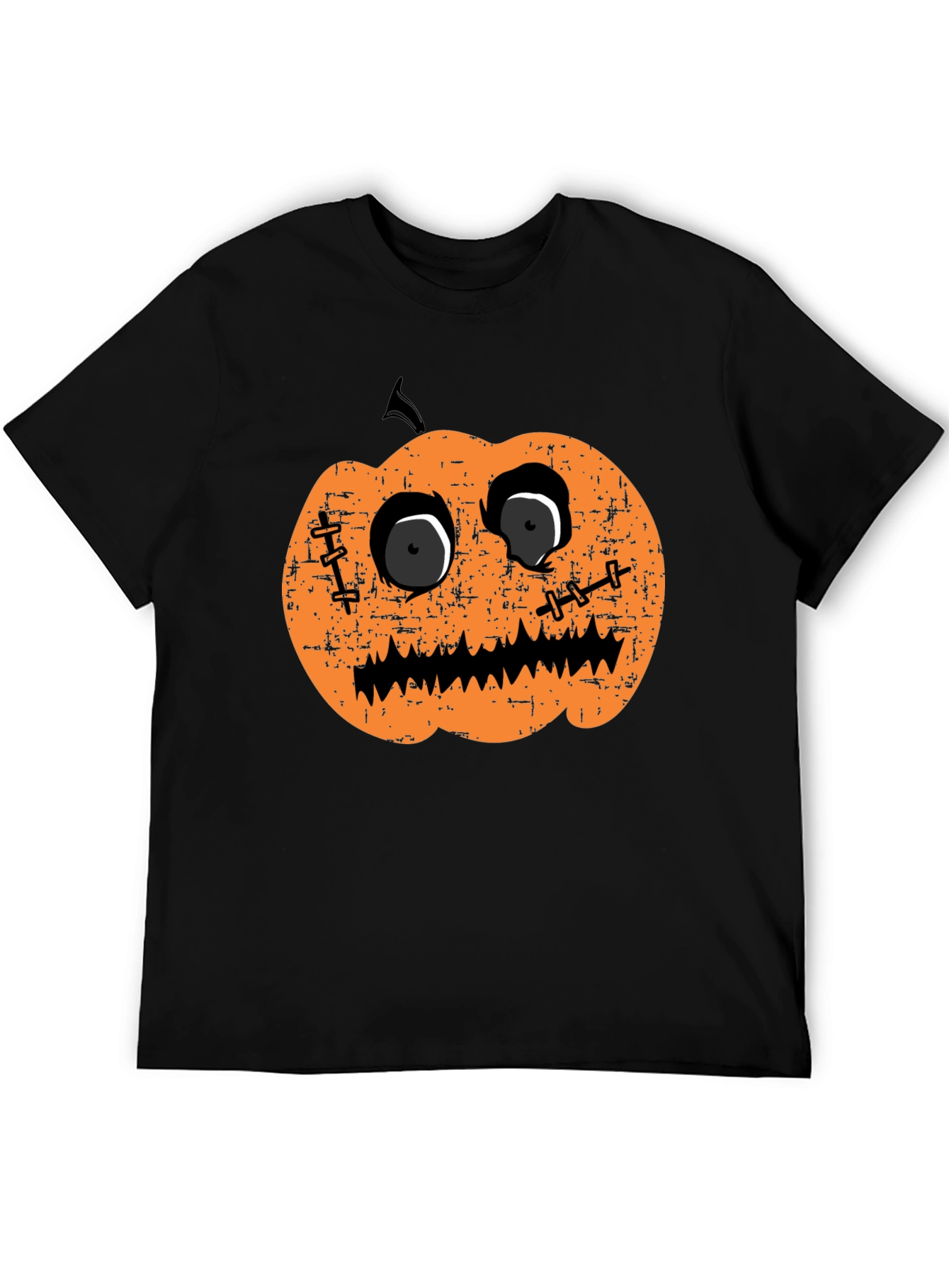 Halloween Pumpkin Face Graphic Tee - Black T-Shirt