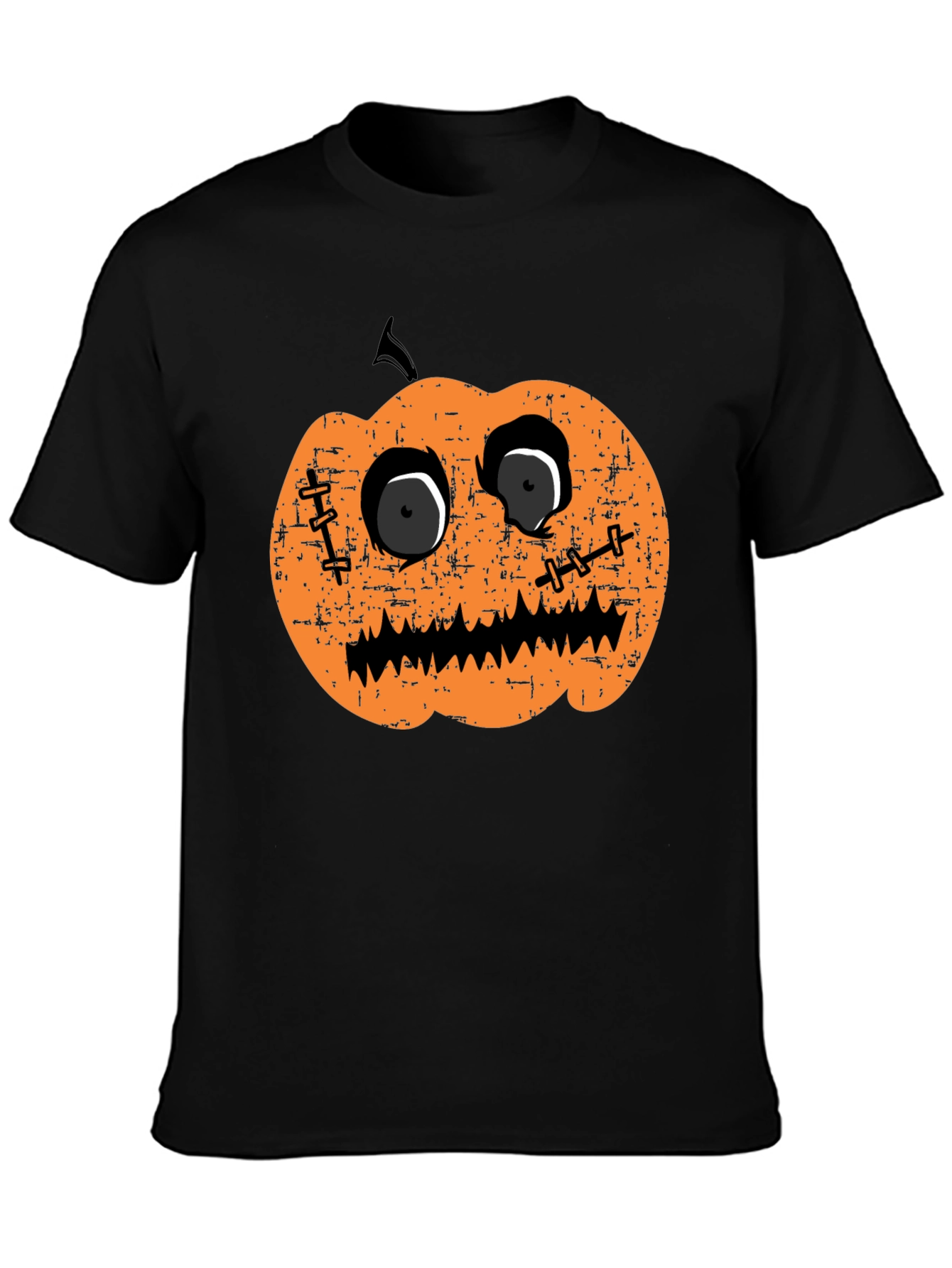 Halloween Pumpkin Face Graphic Tee - Black T-Shirt