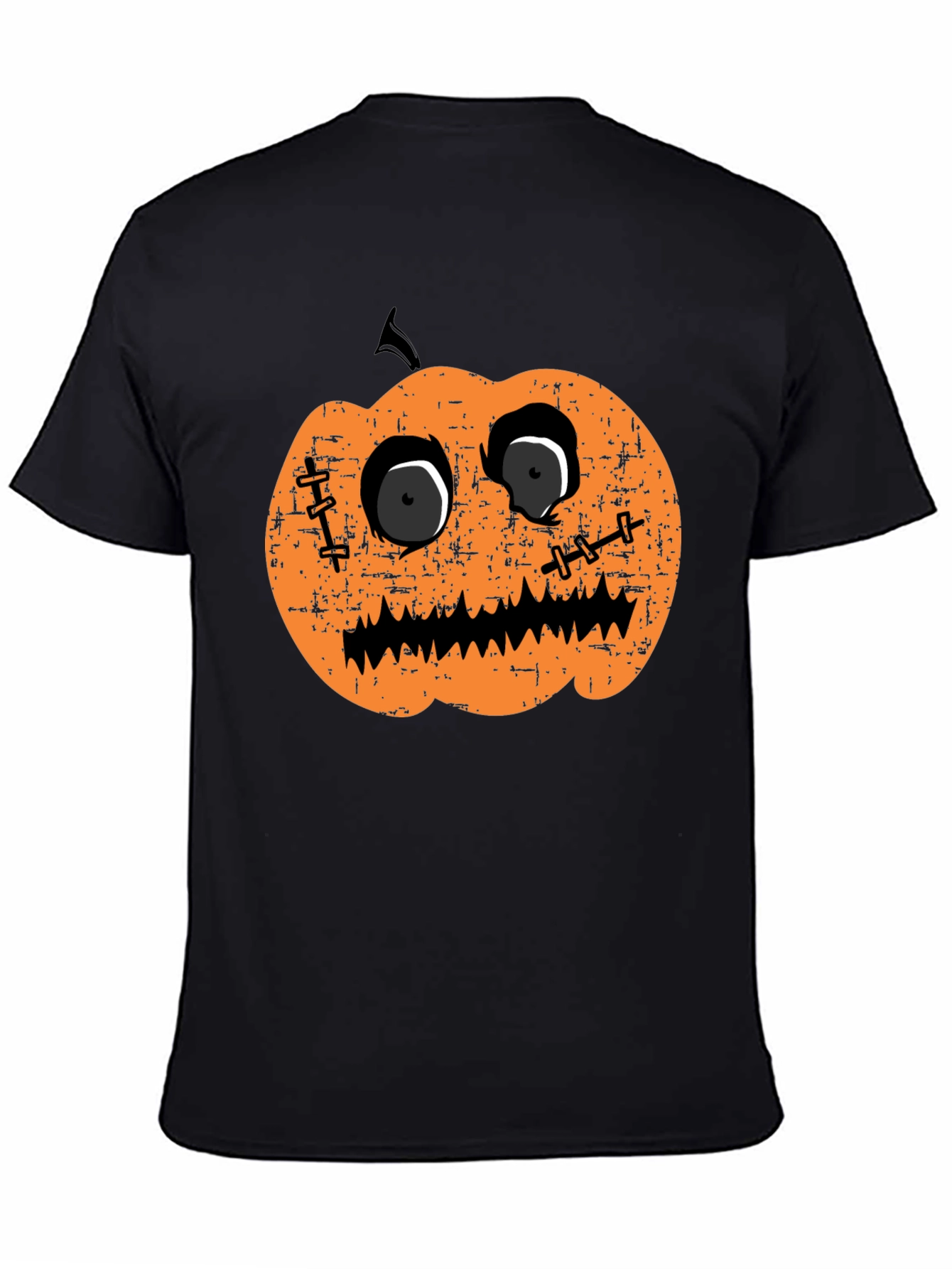 Halloween Pumpkin Face Graphic Tee - Black T-Shirt