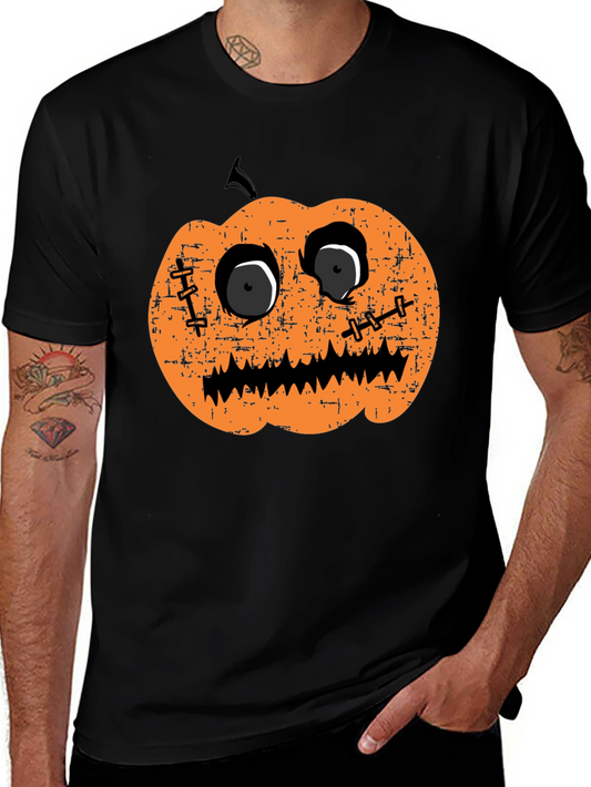 Halloween Pumpkin Face Graphic Tee - Black T-Shirt