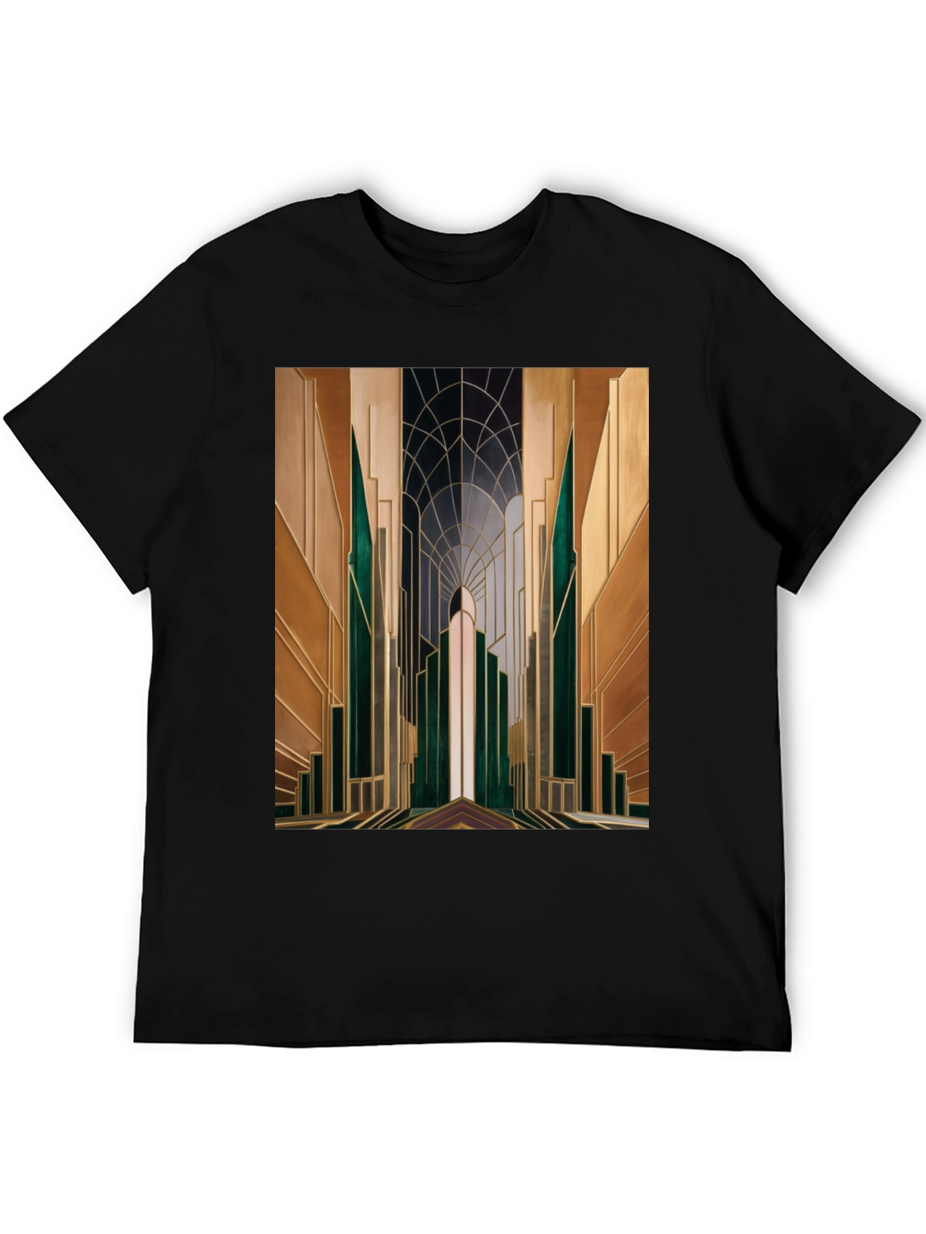 Art Deco Metropolis Graphic Tee - Stylish Modernist Design