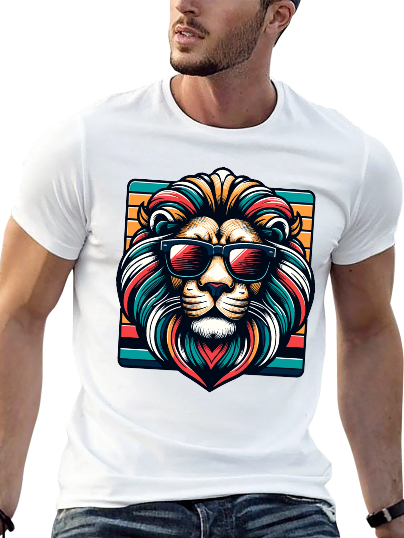 Cool Lion Graphic Tee - Trendy Animal Design