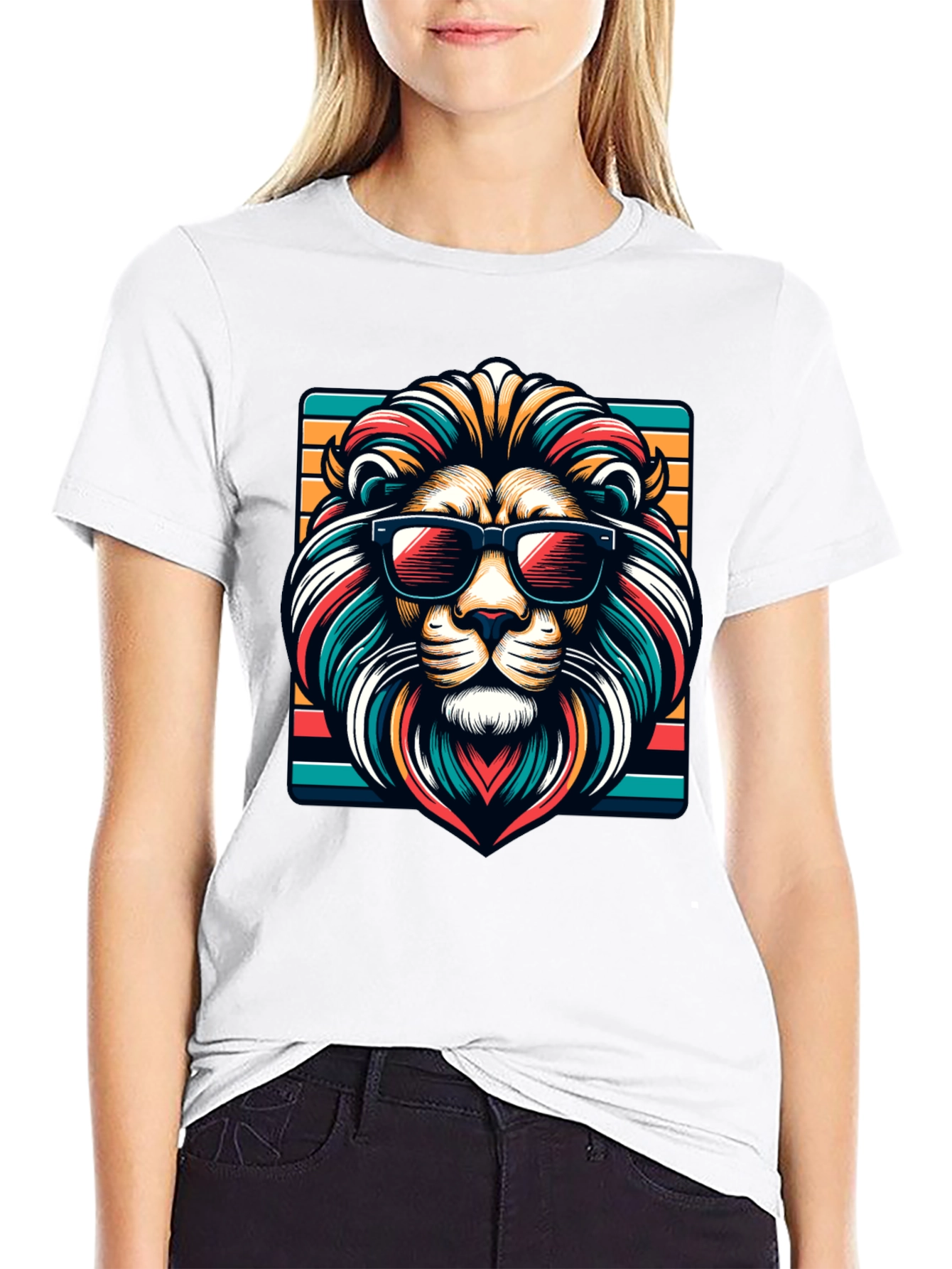 Cool Lion Graphic Tee - Trendy Animal Design