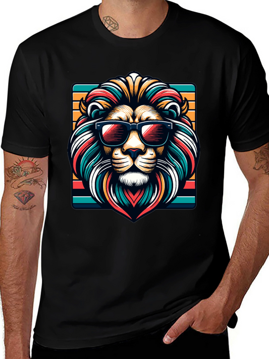 Cool Lion Graphic Tee - Trendy Animal Design