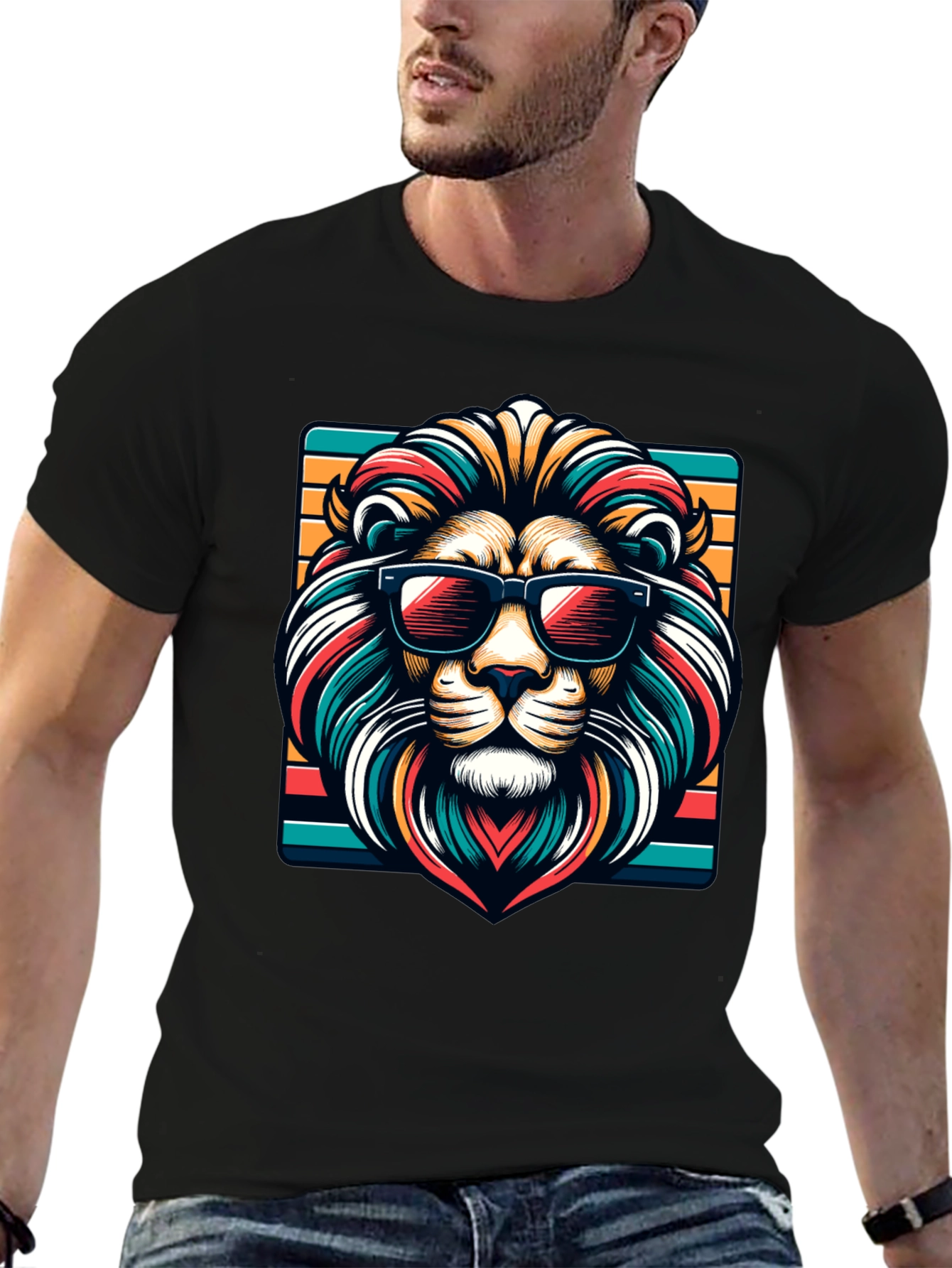 Cool Lion Graphic Tee - Trendy Animal Design