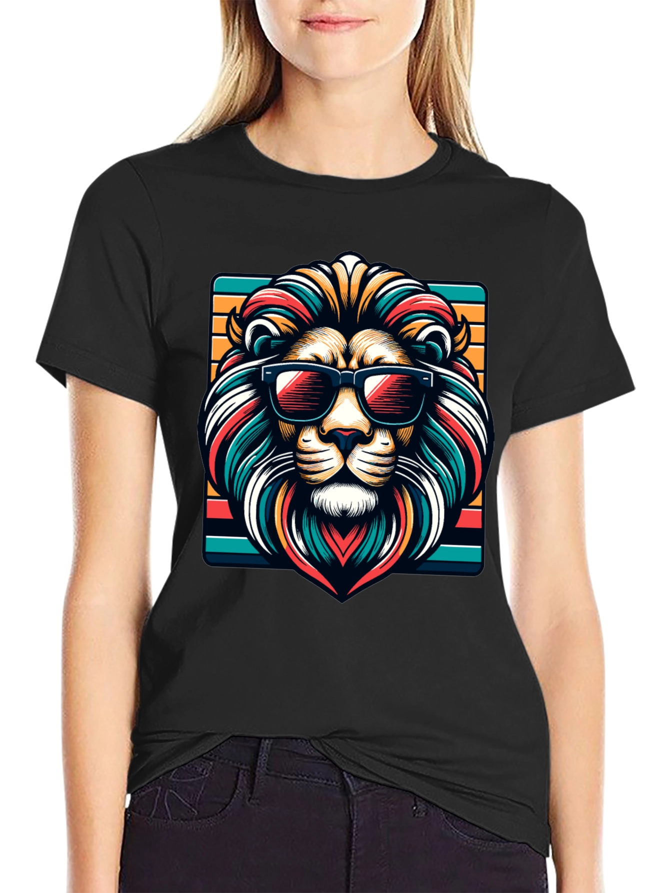Cool Lion Graphic Tee - Trendy Animal Design