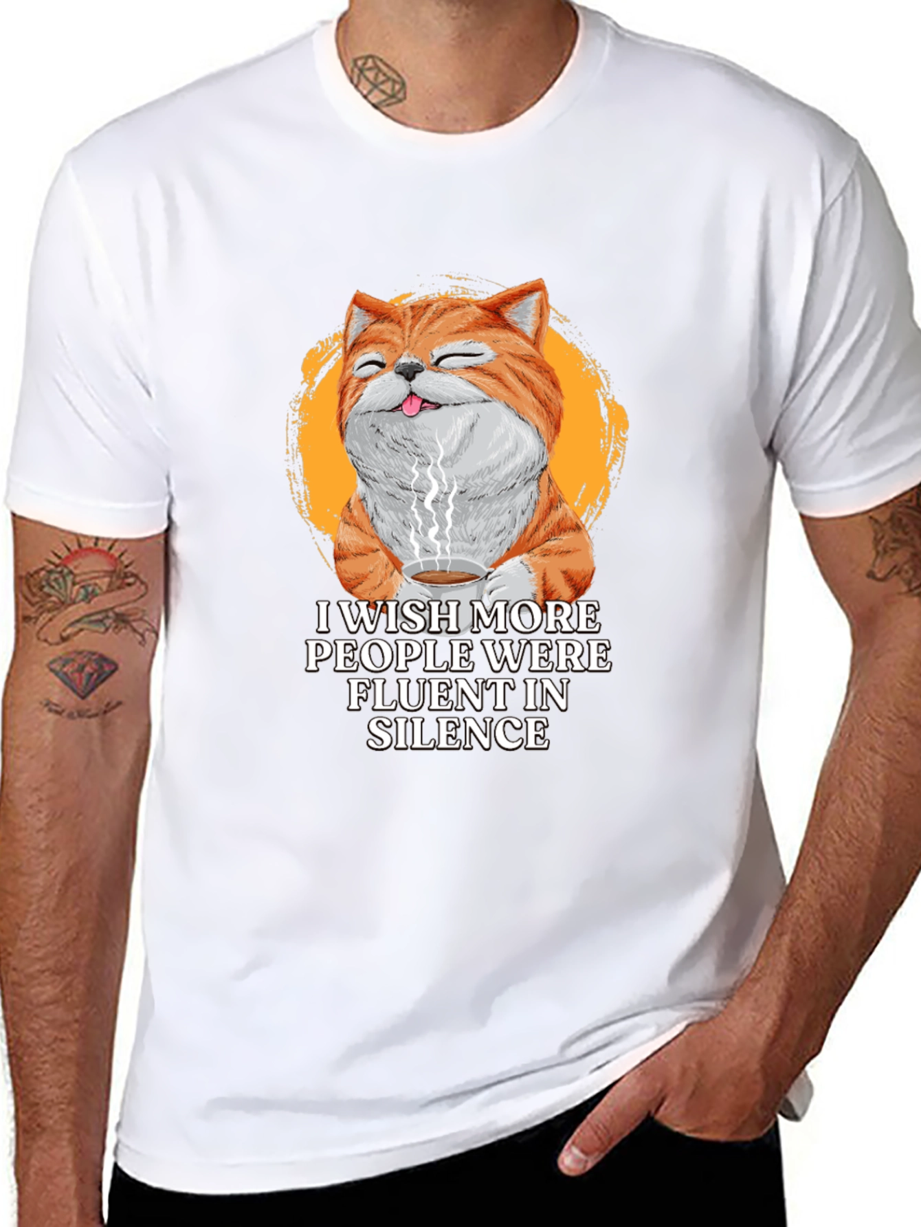 Fluent Silence Cat Graphic T-Shirt