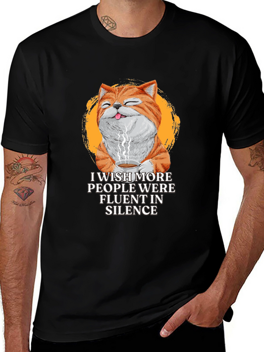 Fluent Silence Cat Graphic T-Shirt