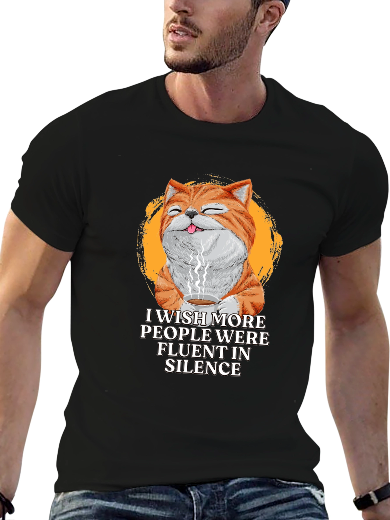 Fluent Silence Cat Graphic T-Shirt