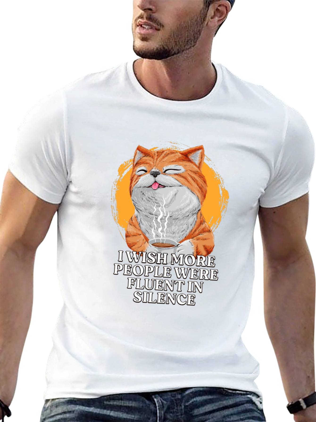 Fluent Silence Cat Graphic T-Shirt