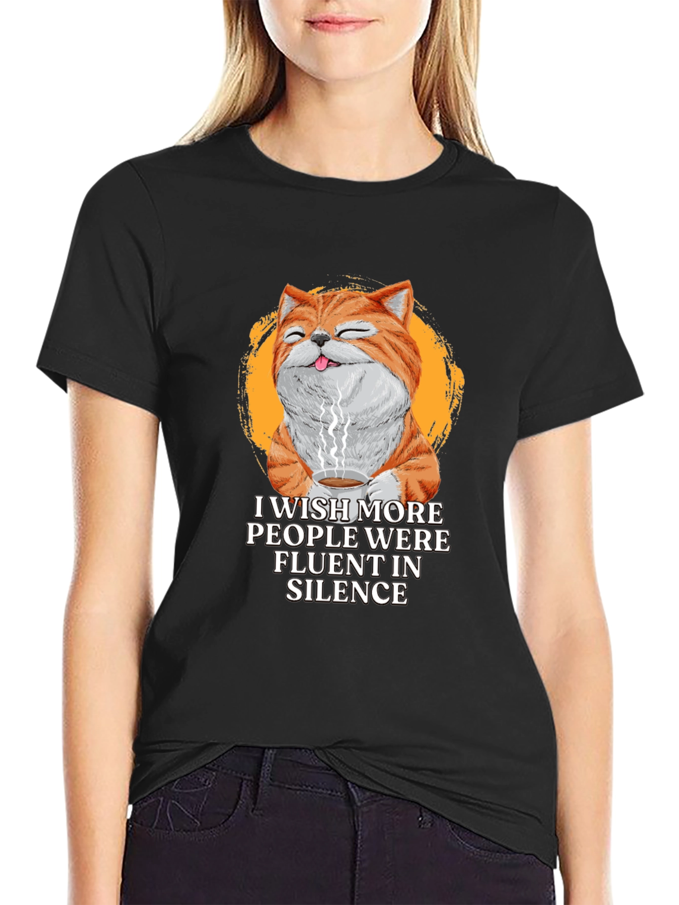 Fluent Silence Cat Graphic T-Shirt