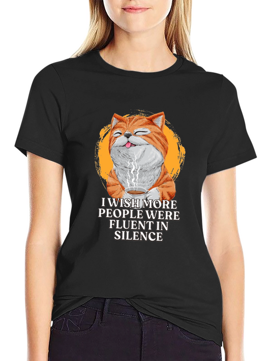 Fluent Silence Cat Graphic T-Shirt