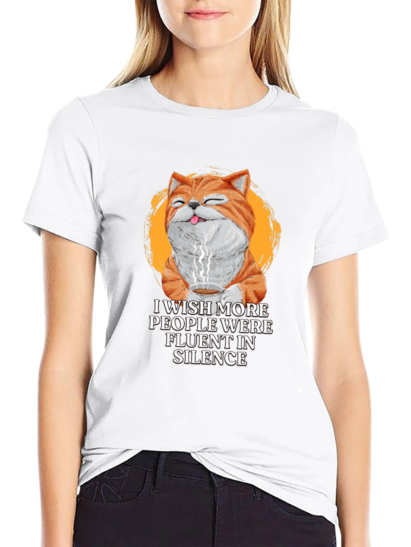 Fluent Silence Cat Graphic T-Shirt