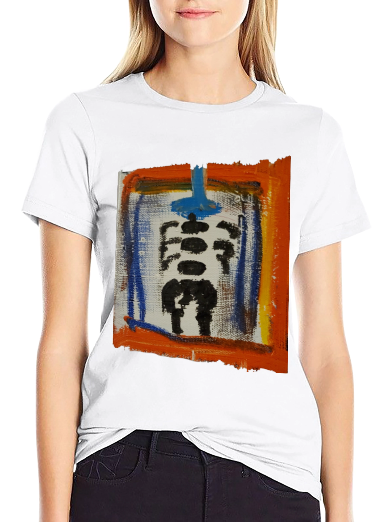 Abstract Skeleton Graphic Print Black T-Shirt