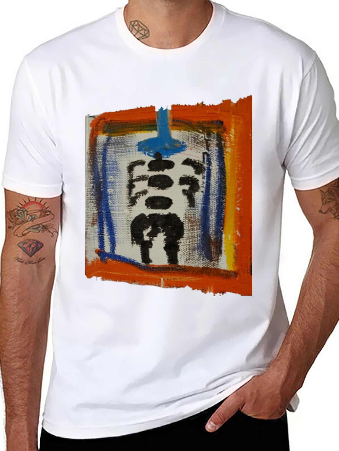Abstract Skeleton Graphic Print Black T-Shirt