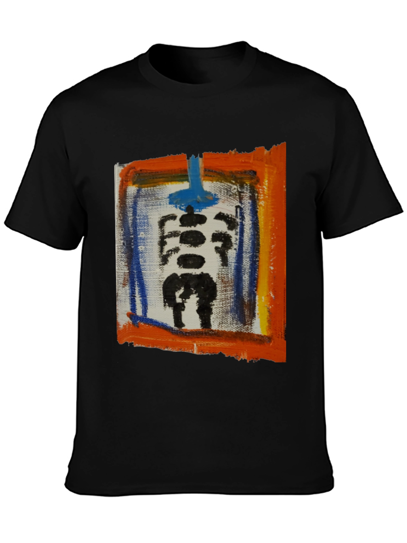 Abstract Skeleton Graphic Print Black T-Shirt