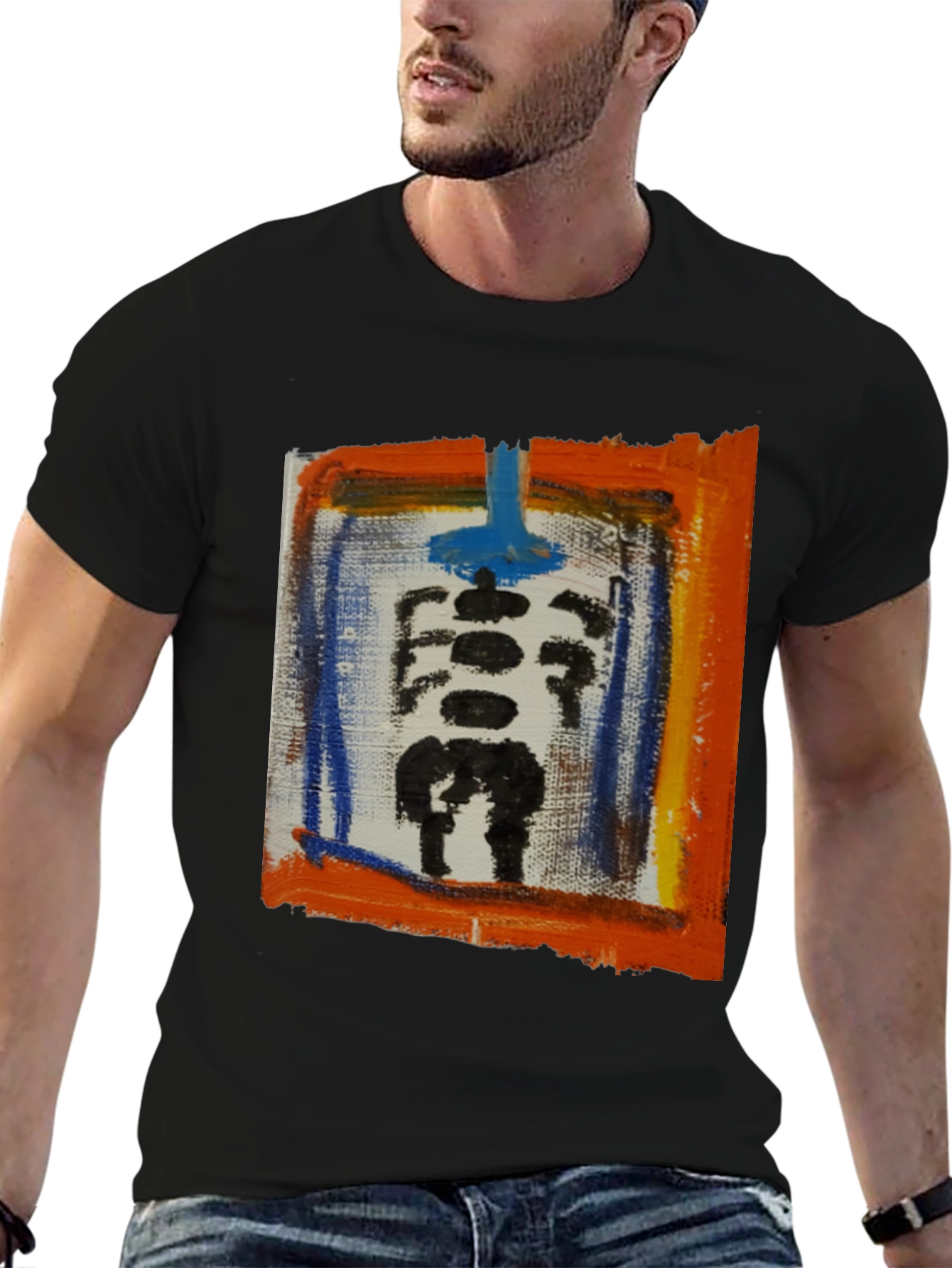 Abstract Skeleton Graphic Print Black T-Shirt