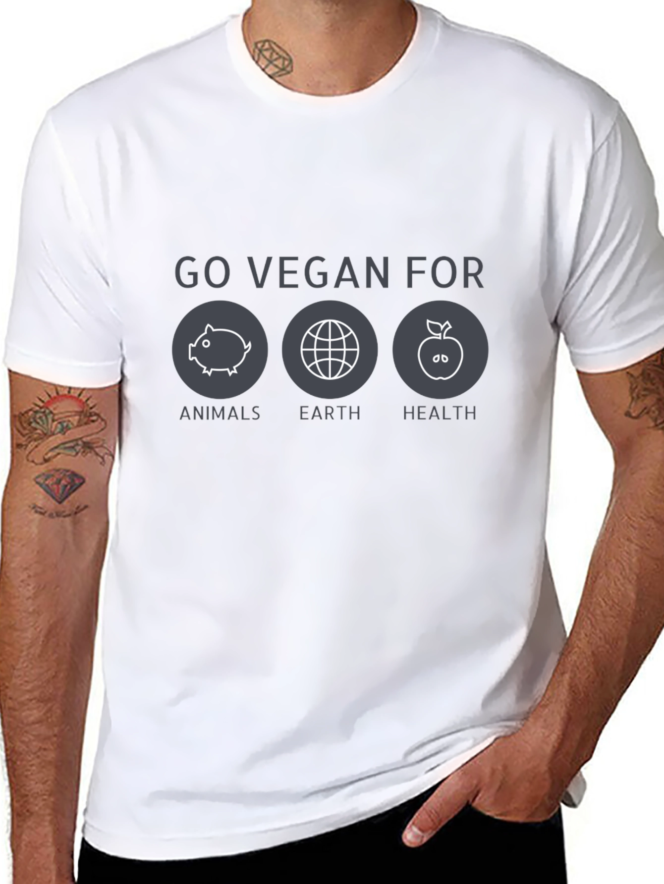 Go Vegan For Animals Earth Health T-Shirt