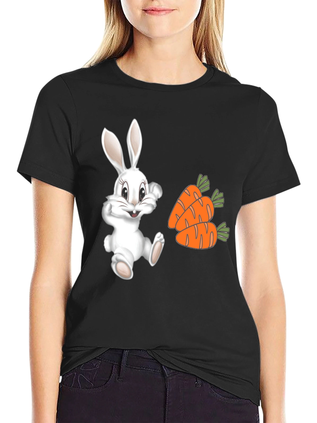 Cute Bunny and Carrot Graphic Tee