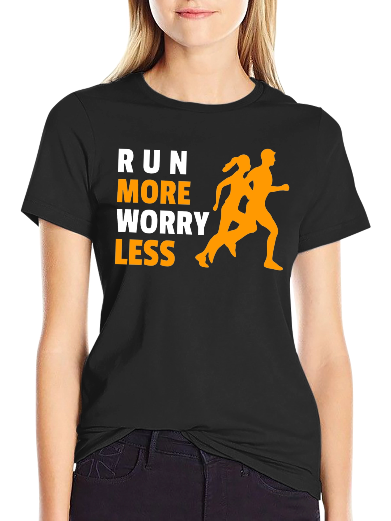 Run More Worry Less Graphic Tee