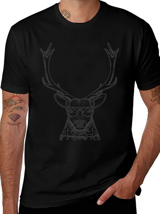 Hipster Deer Graphic Tee - Unisex Black T-Shirt