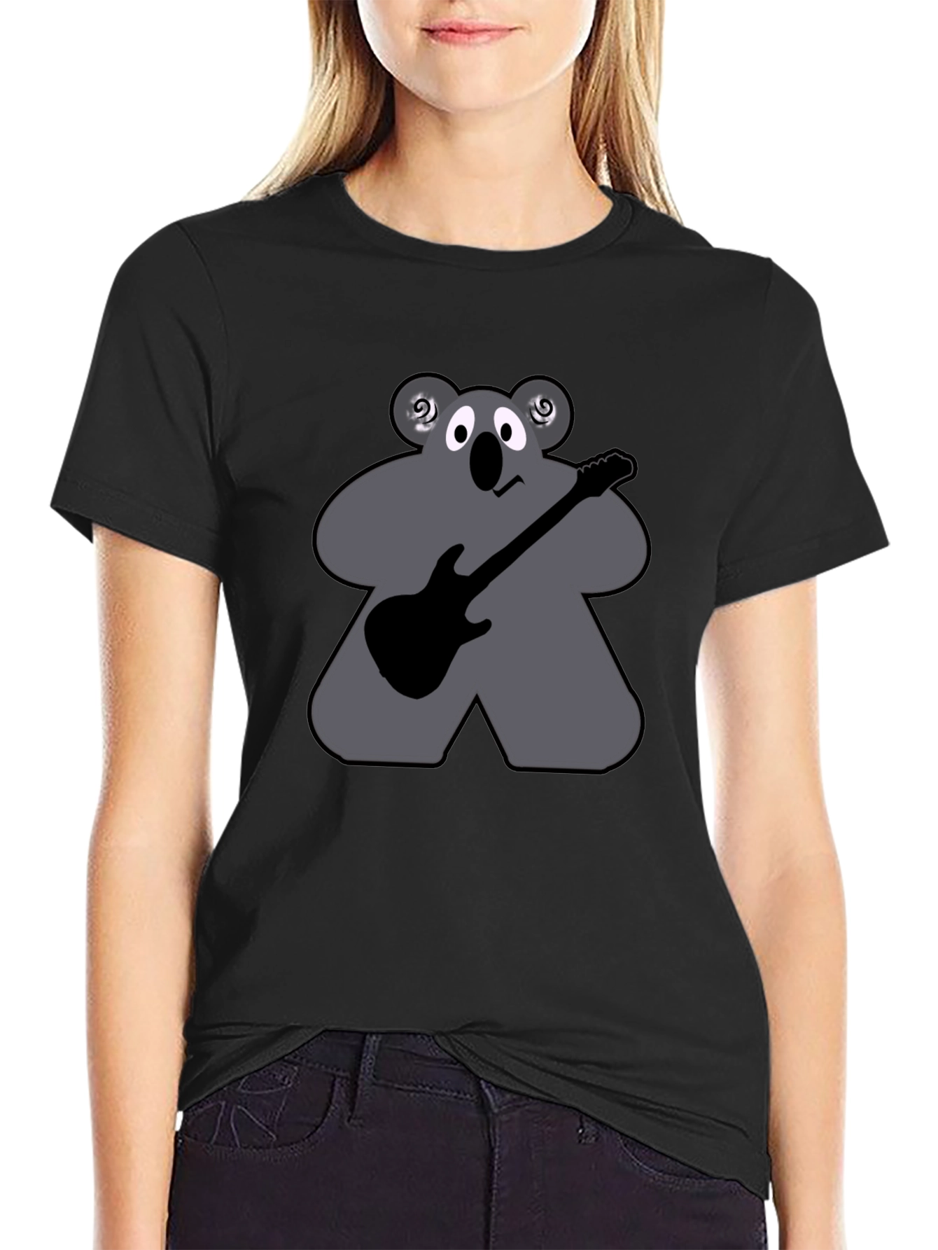 Koala Guitarist T-Shirt - Black Cotton Tee