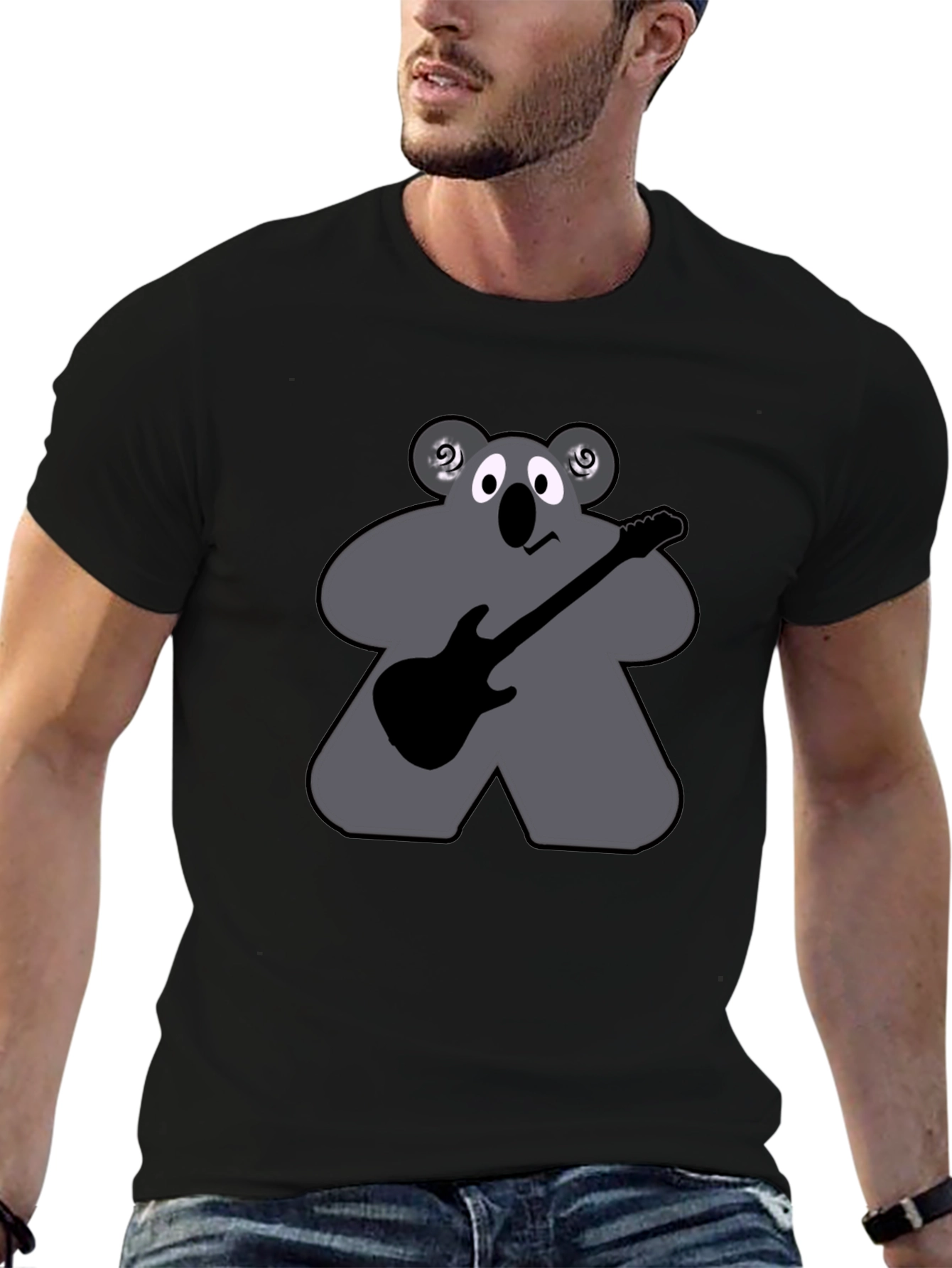 Koala Guitarist T-Shirt - Black Cotton Tee