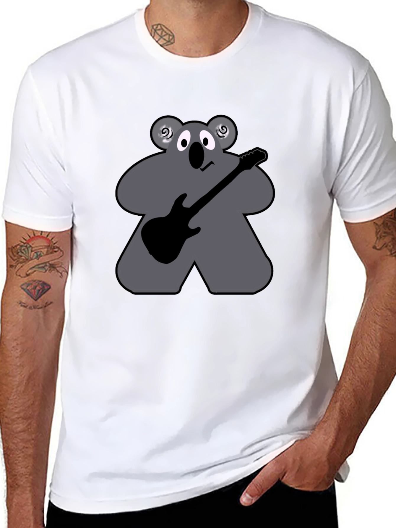 Koala Guitarist T-Shirt - Black Cotton Tee