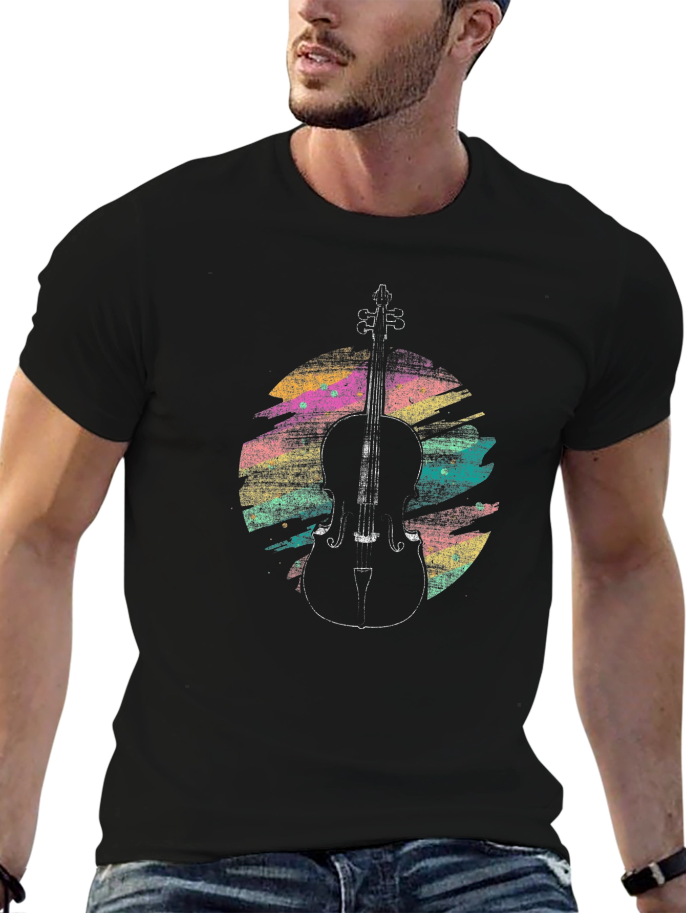 Cello Art Mens Black T-Shirt