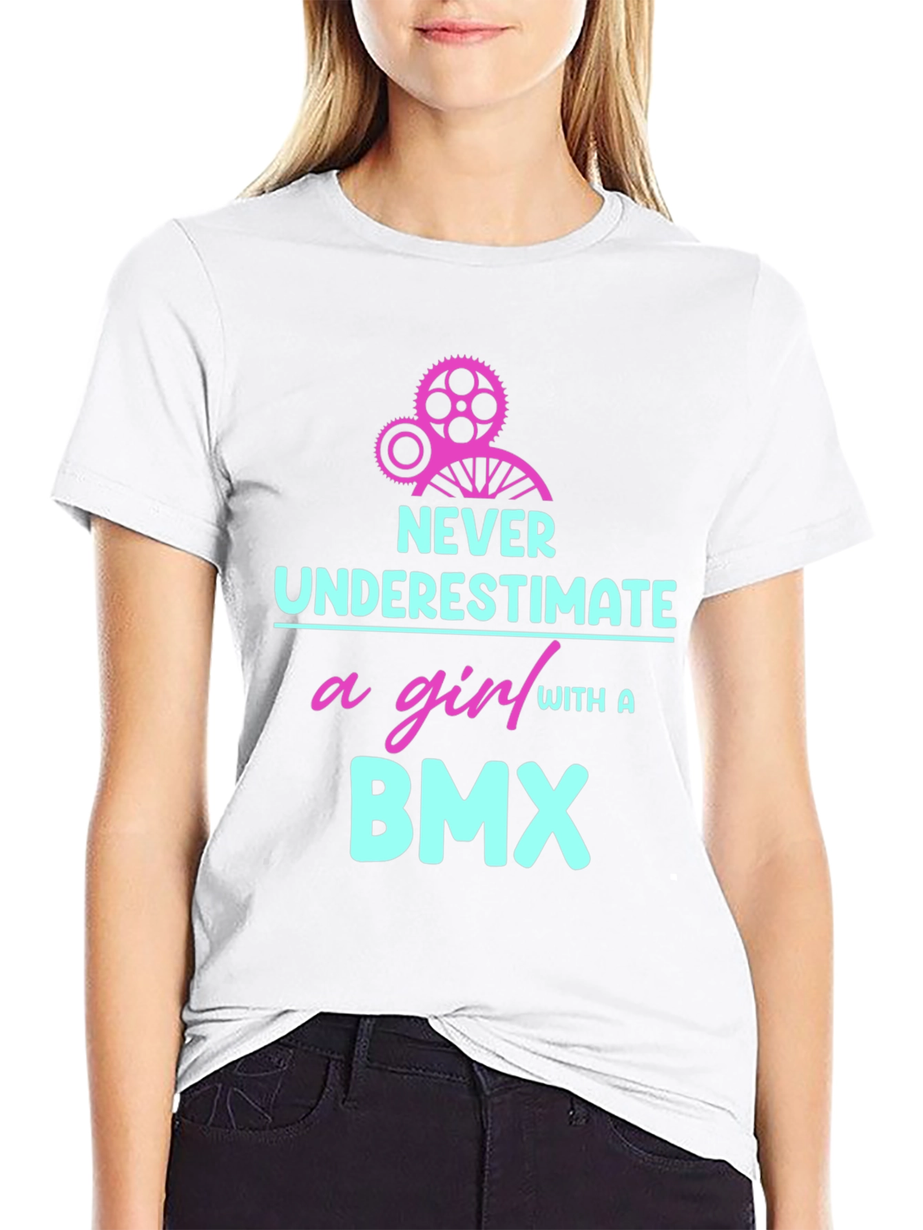 Never Underestimate a Girl With a BMX T-Shirt