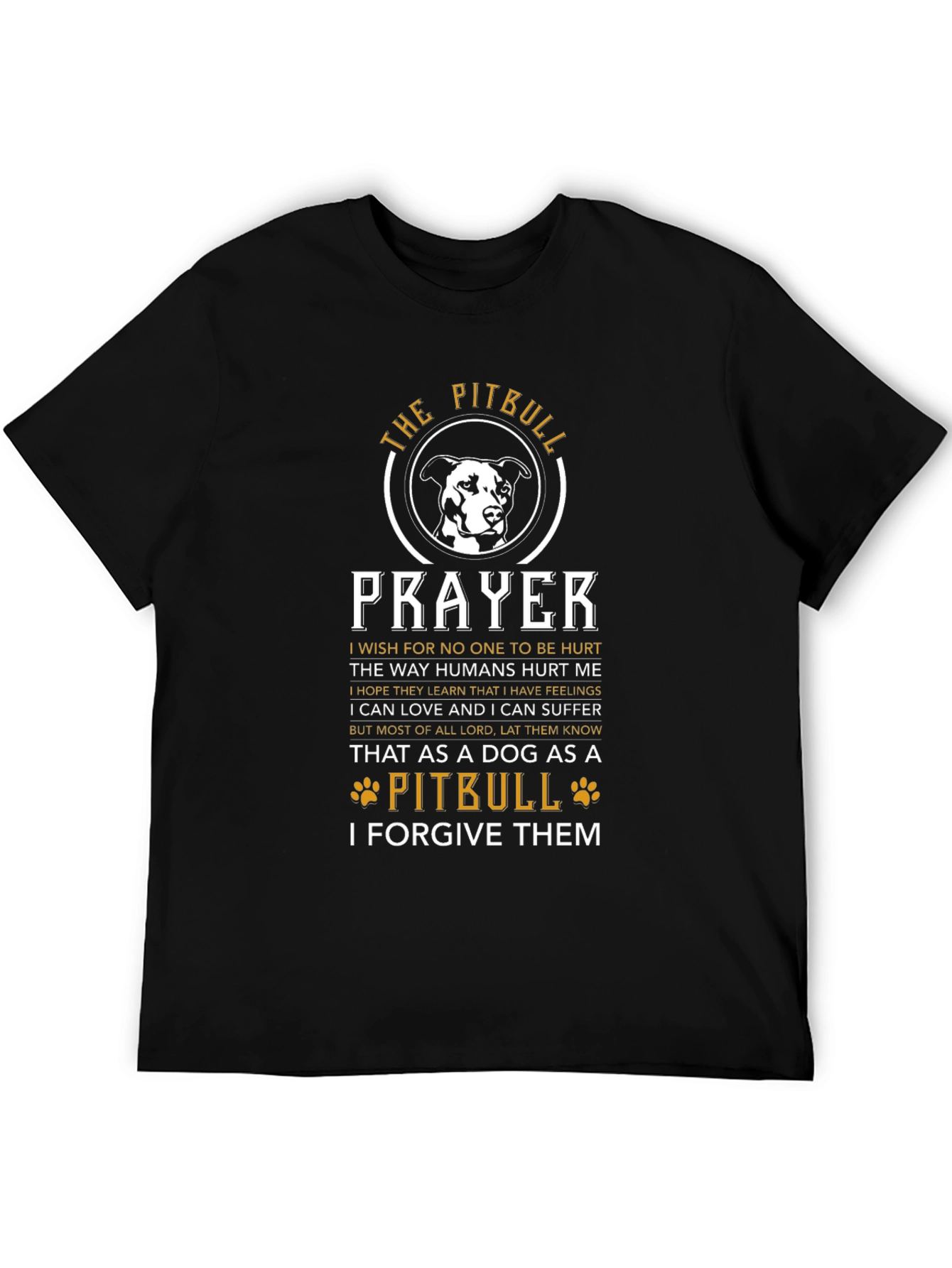 Pitbull Prayer Black Graphic T-Shirt