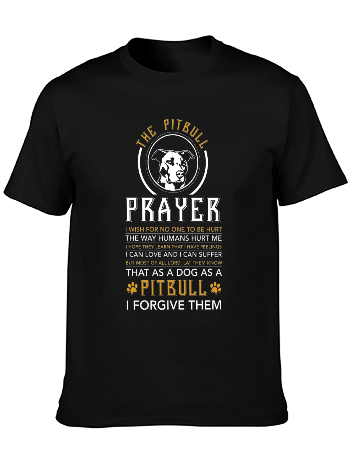 Pitbull Prayer Black Graphic T-Shirt