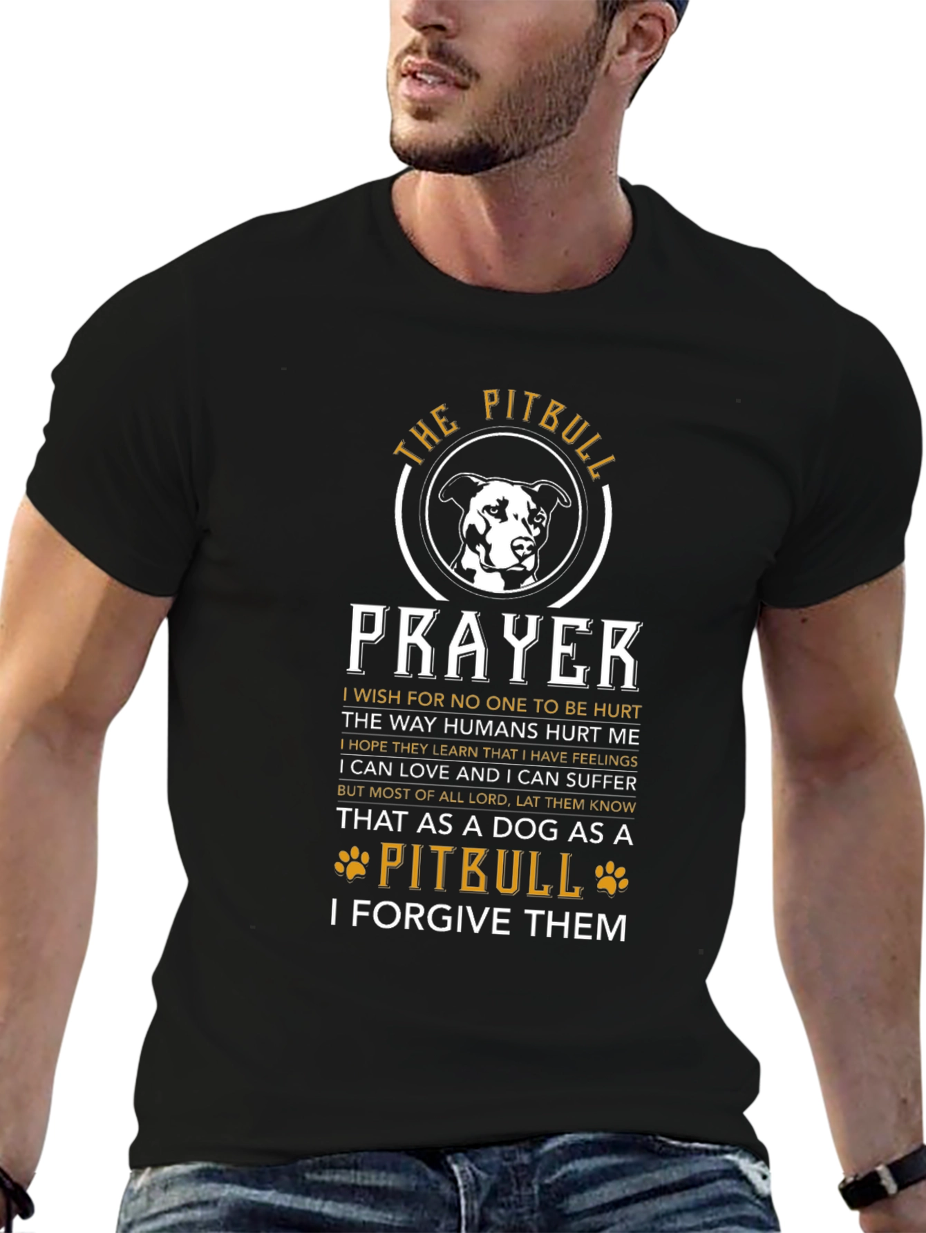 Pitbull Prayer Black Graphic T-Shirt