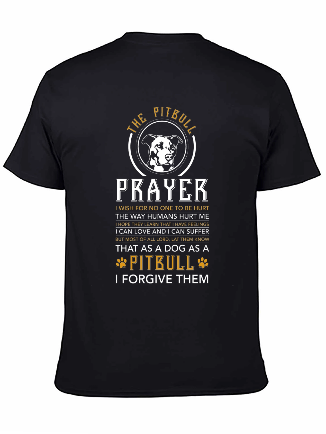 Pitbull Prayer Black Graphic T-Shirt