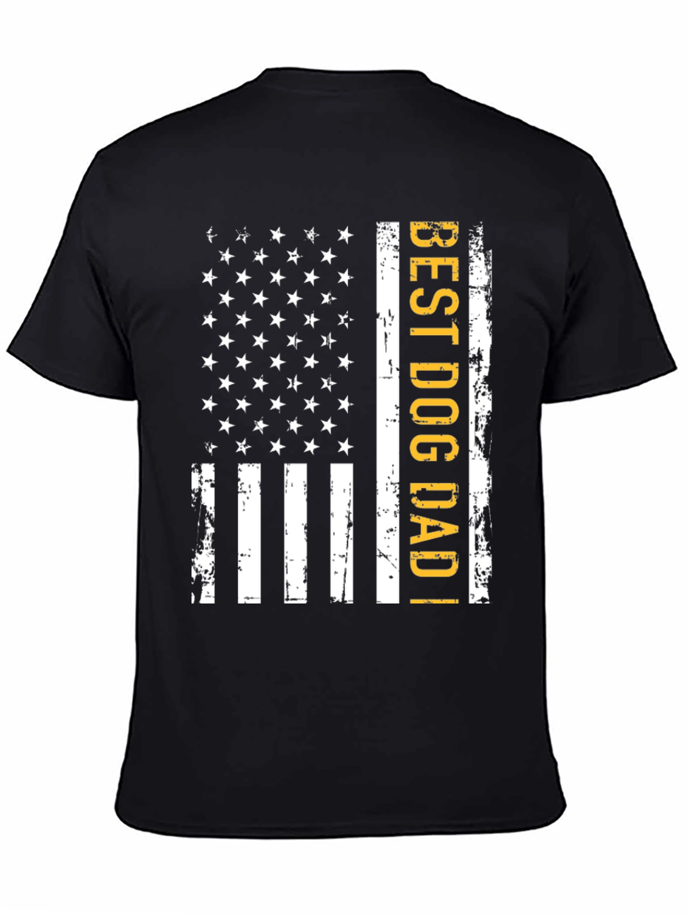 Best Dog Dad American Flag Graphic Tee - Black